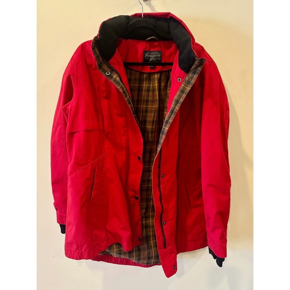 Pendleton Jackets & Blazers - Pendleton Red Hooded Raincoat Anorak NWOT Women Sz XL Plaid Lining Full Zip $259